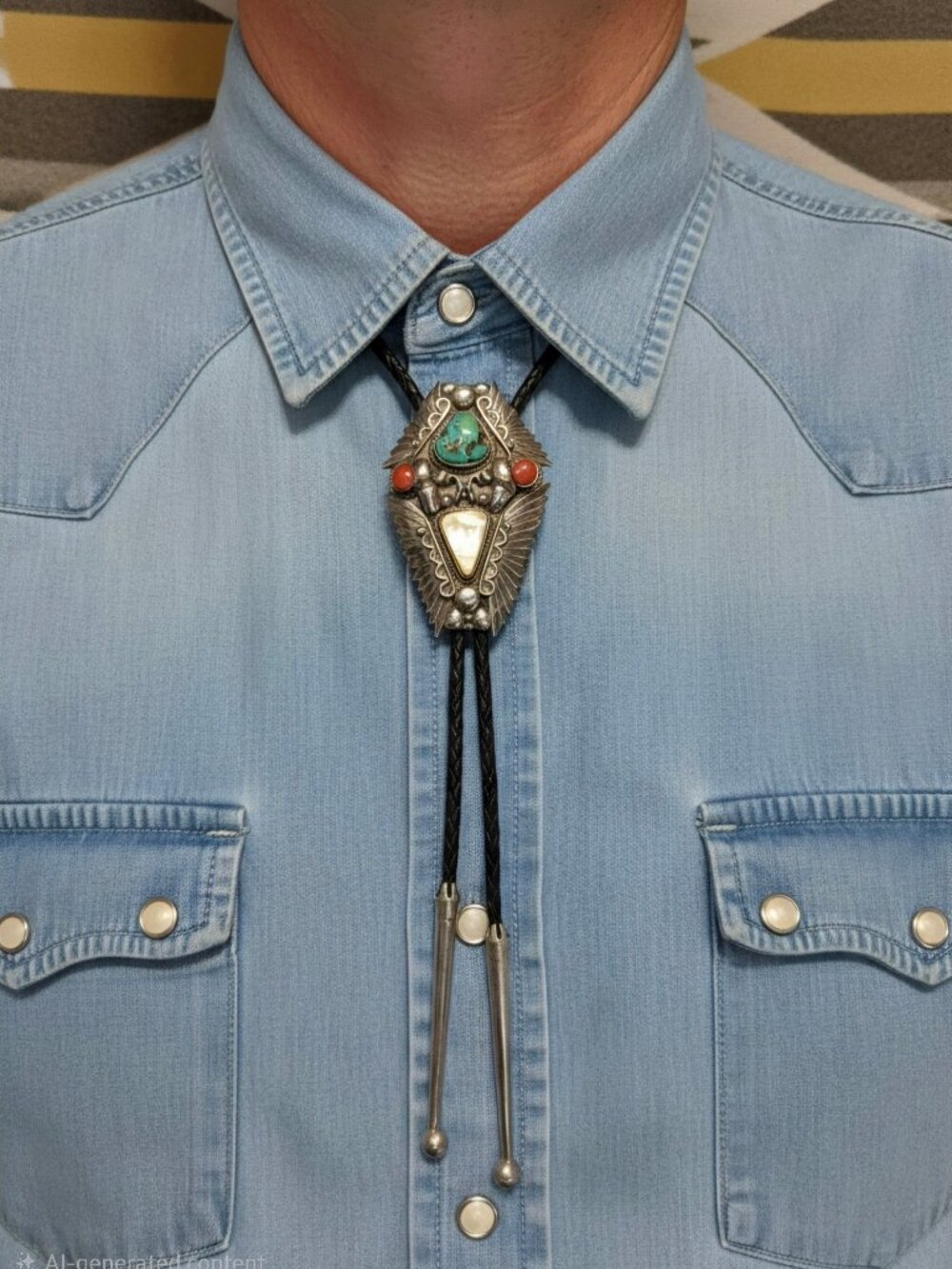 Vintage 1950's Native American Bolo Tie